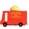 Candylab red toy Dumpling van with a dumpling on the roof | Conscious Craft